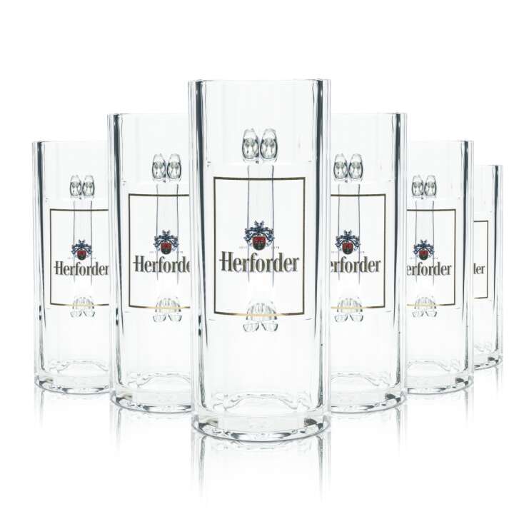 6x Herford beer glass 0.5l mug Wallenstein Sahm Seidel relief mugs glasses bar