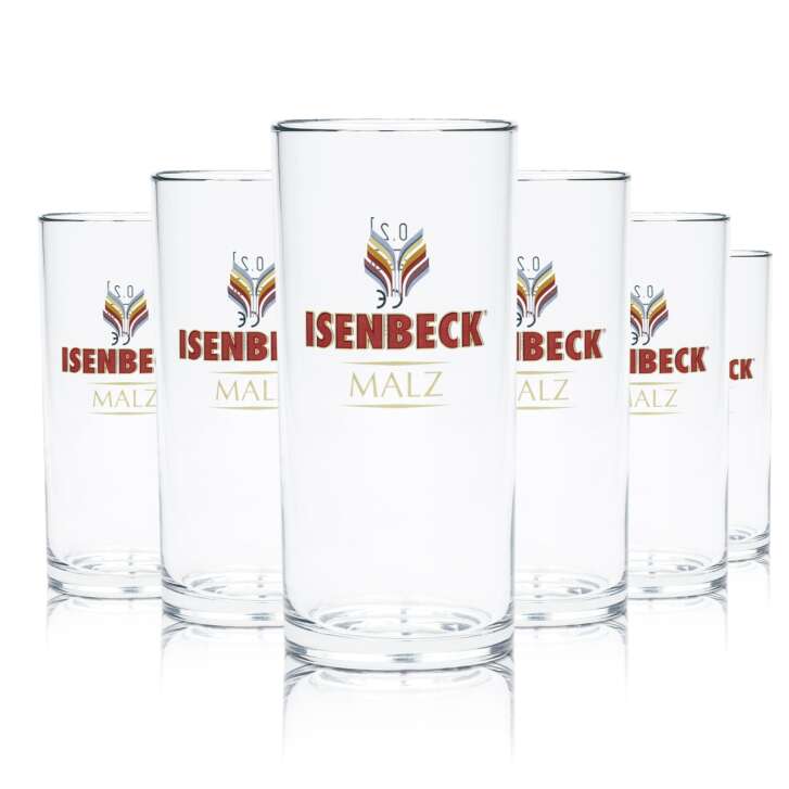 6x Isenbeck beer glass 0,2l bar malt glasses tumblers brewery beer bar