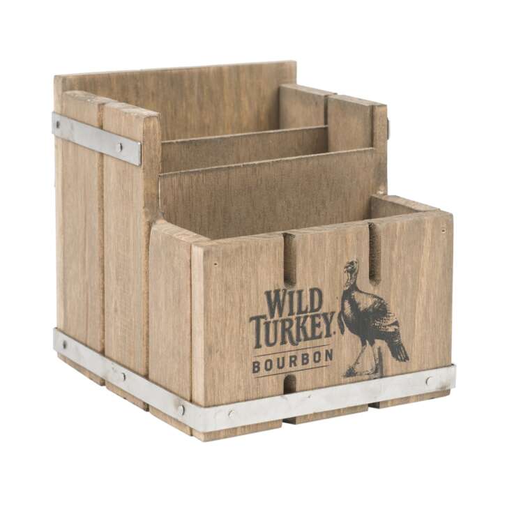 Wild Turkey whiskey bar caddy 14x14cm napkin bar helper sorter shelf wood