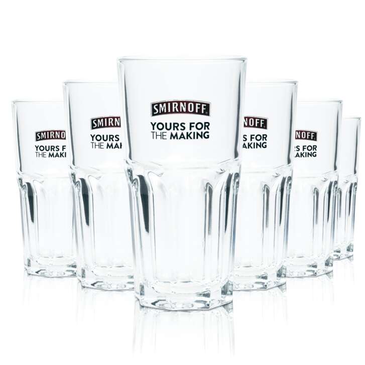 6x Smirnoff Vodka Glass 0,3l Longdrink Glass Relief Yours For The Making Glasses Bar
