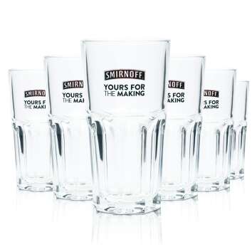 6x Smirnoff Vodka Glass 0,3l Longdrink Glass Relief Yours...