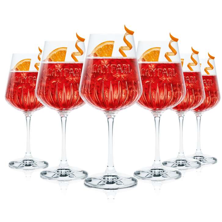 6x Campari Spritz Glass 0,49l Wine Glasses Relief Contour Longdrink Cocktail Italy
