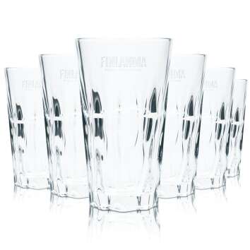 6x Finlandia Vodka Glass 0.25l Longdrink Relief Contour...