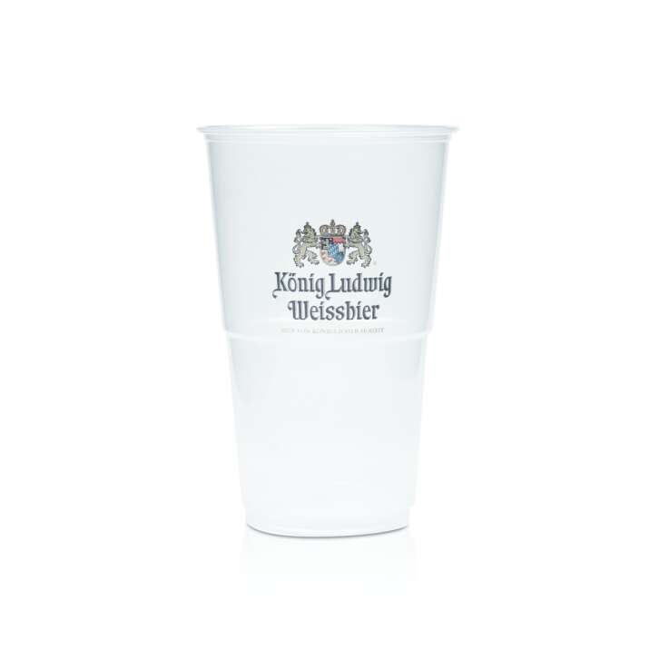 50x King Ludwig Beer Disposable Cups 0.5l Festival Glasses Plastic Cup