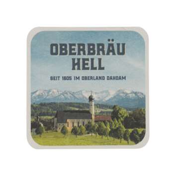 100x Oberbräu Hell beer coasters 11cm glass coasters...
