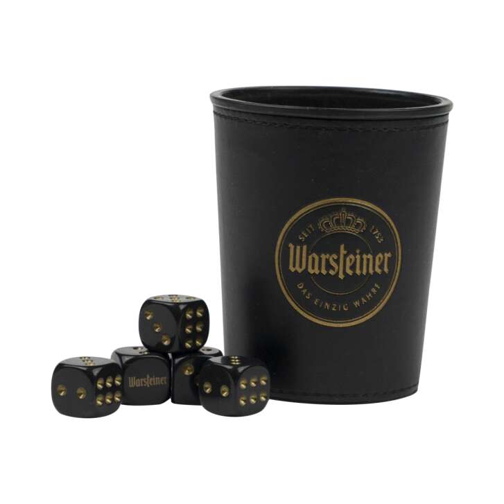 Warsteiner beer dice cup Mäxle game Knoble Reisen incl. 5 dice black