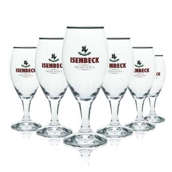 6x Isenbeck Beer Glass 0,3l Pils Tulip Goblet Gold Rim...