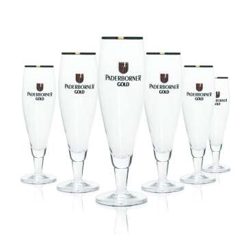 6 Paderborn beer glass 0,25l goblet gold rim Ritzenhoff new