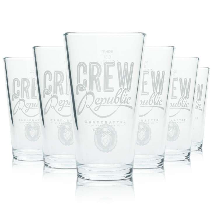 6x Crew Republic Beer Glass 0,3l Mug American Lager Beer Glasses Frankonia Bar