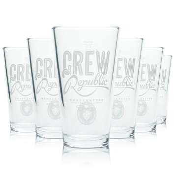 6x Crew Republic Beer Glass 0,3l Mug American Lager Beer...