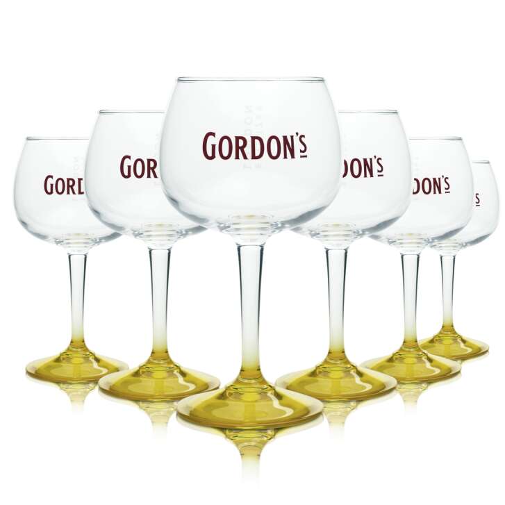 6x Gordons Gin Glass 0,5l Balloon Glasses yellow Cocktail Longdrink Tonic The Big One