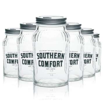 6x Southern Comfort Glass Mason Jar 0,33l WITH Lid...