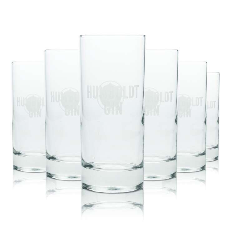 6x Humboldt Gin Glass 0,3l Longdrink Glasses Cocktail Logo Highball Tumbler Bar