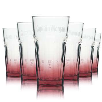 6 Captain Morgan rum glass 0.25l long drink glass relief...