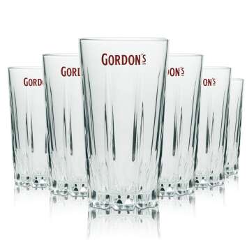 6x Gordons Gin Glass 0,4l Longdrink Glasses Highball...
