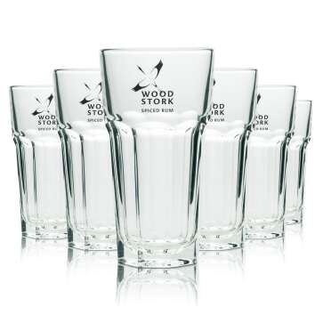 6 Wood Stork Rum glass 0,3l Longdrink glass new