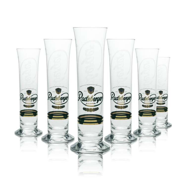 6x Radeberger Beer Glass 0,25l Goblet Logo Scene Glasses Tulip Pilsener Gastro Bar
