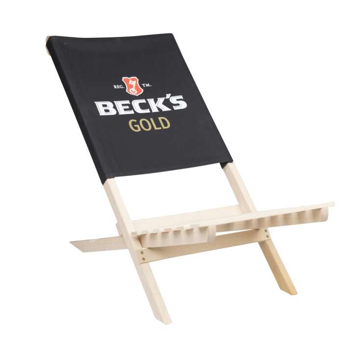 Becks Beer Beach Chair Lounger Wood Gold Festival Beach Summer Folding Seat Garden
