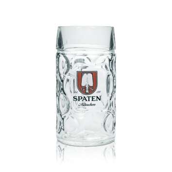 Spaten beer mug 1.0l glass handle mugs glasses relief...