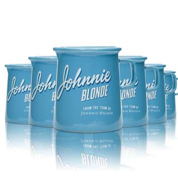 6x Johnnie Walker Blonde glass mug 0.3l BLUE with handle...