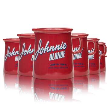 6x Johnnie Walker Blonde glass mug 0.3l RED with handle...