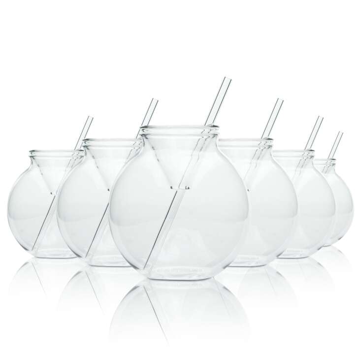 6x Campari Spritz Glass 0.35l Balloon Tumbler Festive Glasses Straw Lid Nosing