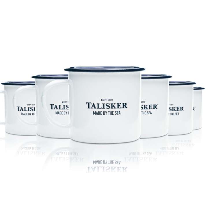 6x Talisker Whisky Mug Enamel Glass 0,2l Cup Metal Glasses Coffee On Ice Cup