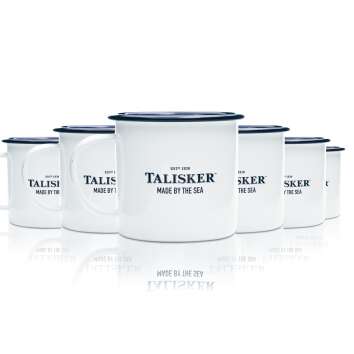 6x Talisker Whisky Mug Enamel Glass 0,2l Cup Metal...
