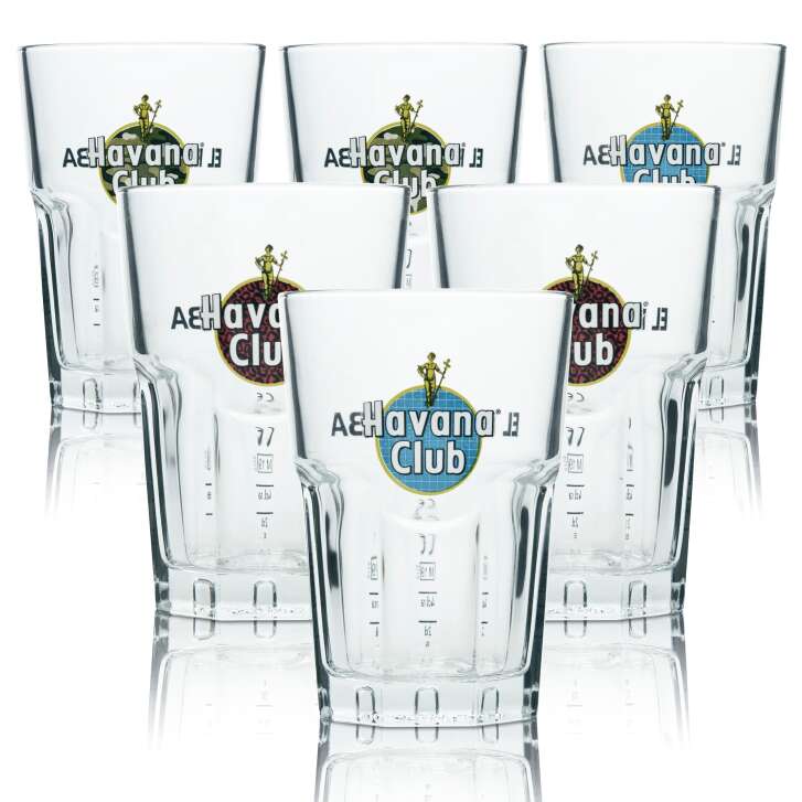 6x Havana Club Rum Glass 0,34l Longdrink Glasses "Tiger" Special Edition Limited