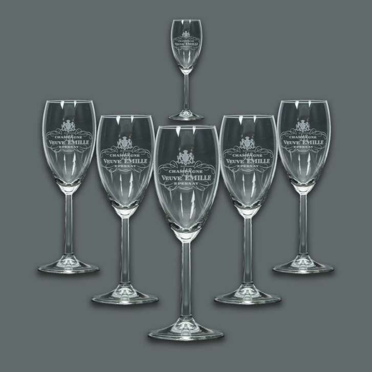 6x Veuve Emille Champagne glass flute