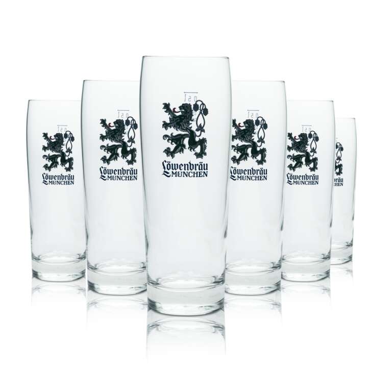6x Löwenbräu Beer Glass 0,5l Mug New Logo! Glasses Willi Cup Beer Helles Bar