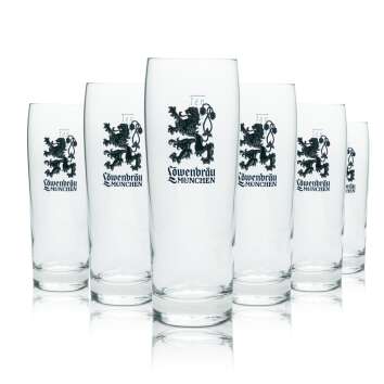 6x Löwenbräu Beer Glass 0,5l Mug New Logo!...