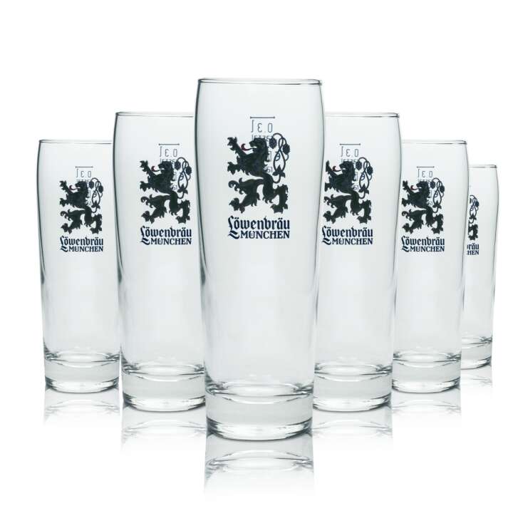 6x Löwenbräu Beer Glass 0,3l Mug New Logo! Glasses Willi Cup Beer Helles Bar