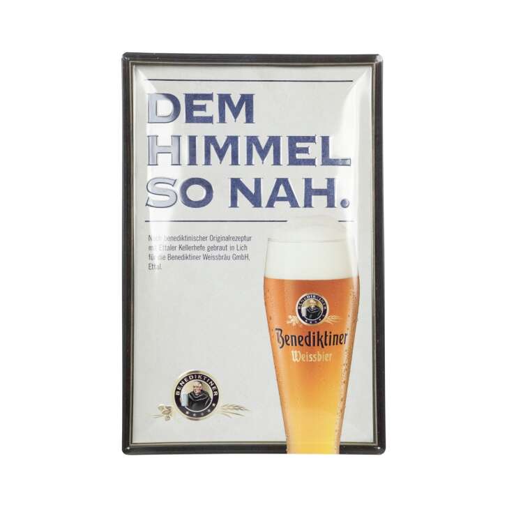 Benedictine beer tin sign sky 60x41cm enamel style glass wall plaque