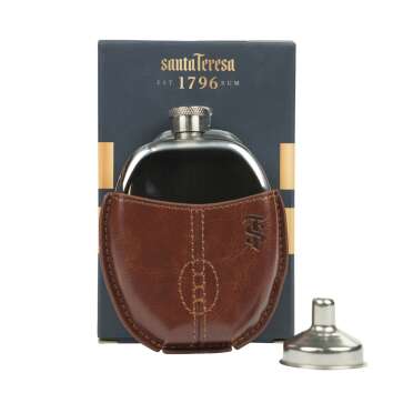 Santa Teresa 1796 Rum Hip Flask 95ml Rugby Ball Leather...