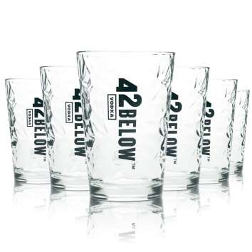 6x 42 Below Vodka Glass 0,4l Longdrink Glasses Relief...