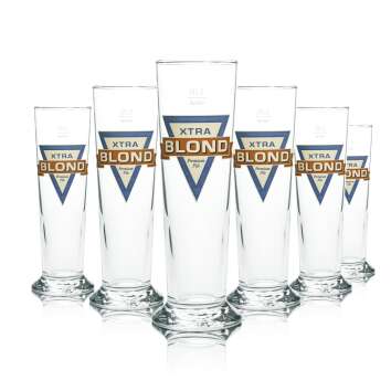 6x Xtra Blond Beer Glass 0,25l Cup Brewery Glasses Cup...