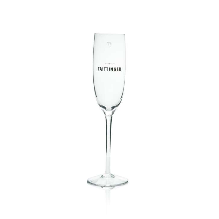 6x Taittinger Champagne Glass 0.2l Flute Stemmed Glass Goblet Glasses Gold Rim Elegant