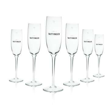 6x Taittinger Champagne glass 0,2l flute stemmed glass...