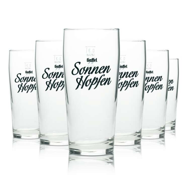 6x Gaffel beer glass 0,3l mug "Sonnenhopfen" Kölsch Willi glasses Rastal Cologne