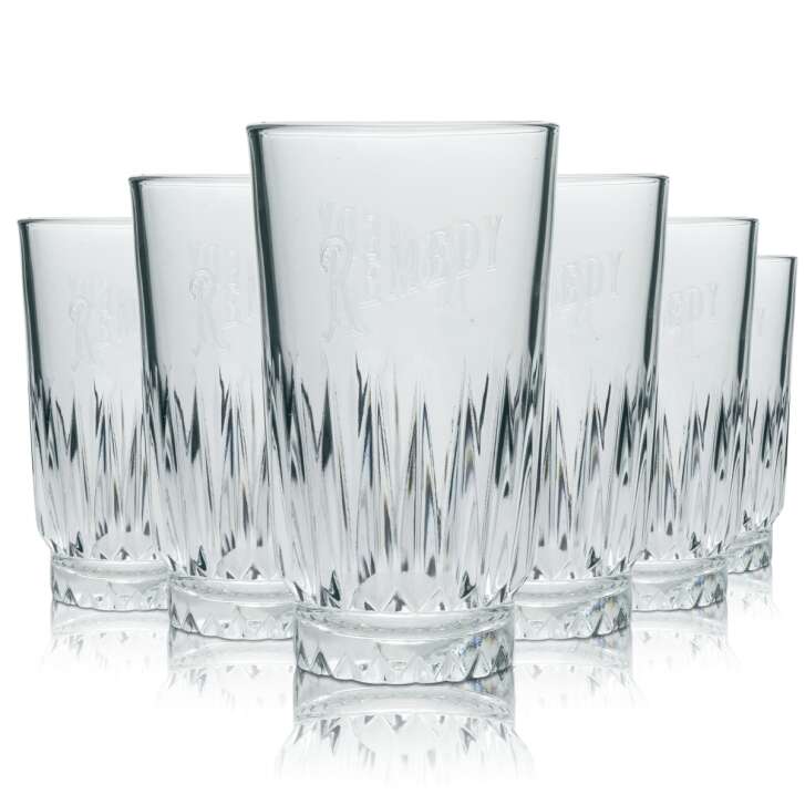 6x Remedy Rum Glass 0,4l Longdrink Highball Glasses Relief Cocktail Pineapple Contour