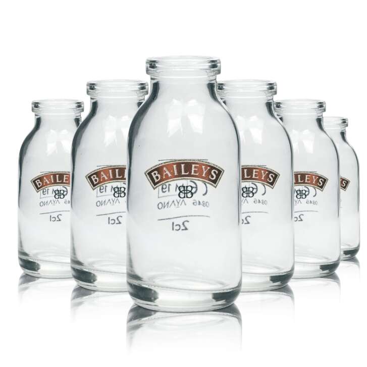 6x Baileys Glass Mini Milk Bottle 50ml 2 + 4cl Short Schnapps Stamper Shot Glasses
