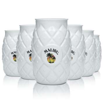 6x Malibu Glass 0,4l Pineapple Cocktail Glasses White Cup...