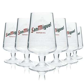 6x San Miguel Beer Glass 0.5l Goblet Especial...