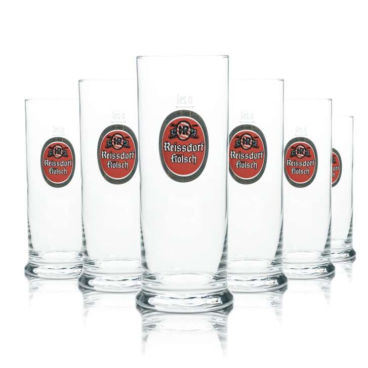 6x Reissdorf beer glass 0,25l Kölsch Stange mug glasses Cologne Kölsch glass brewer