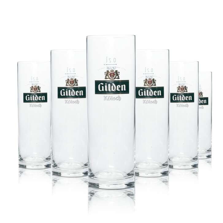 6x Gilden Beer Glass 0,2l Kölsch Stange Mug Willi Glasses Carnival Beer Gastro