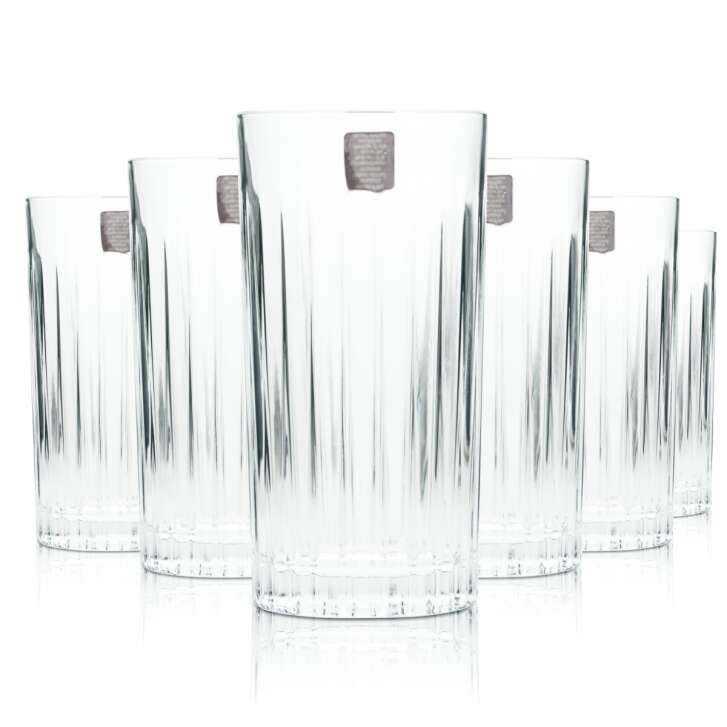6x Stolichnaya Vodka Glass 0.4l Longdrink Relief Cocktail Glasses Crystal