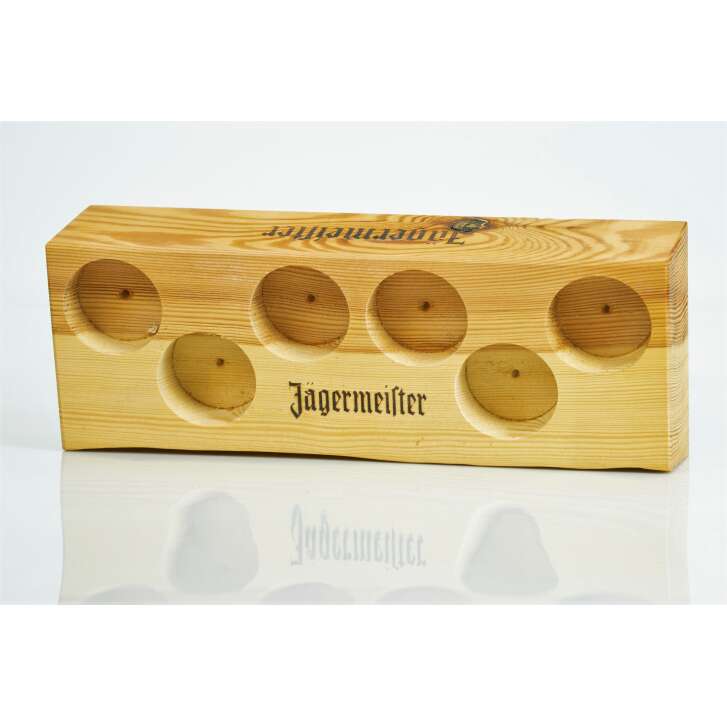 1x Jägermeister liqueur tray wooden block for 6 shots