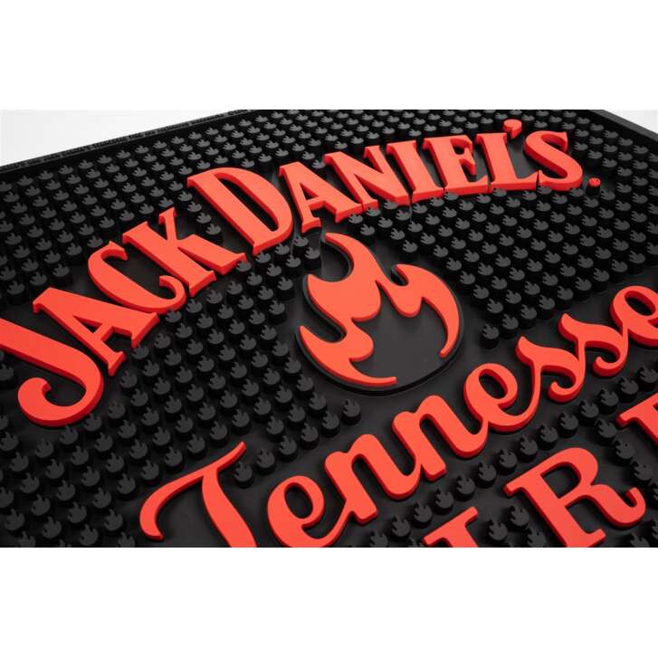 1x Jack Daniels Whiskey Bar Mat Fire Square Red