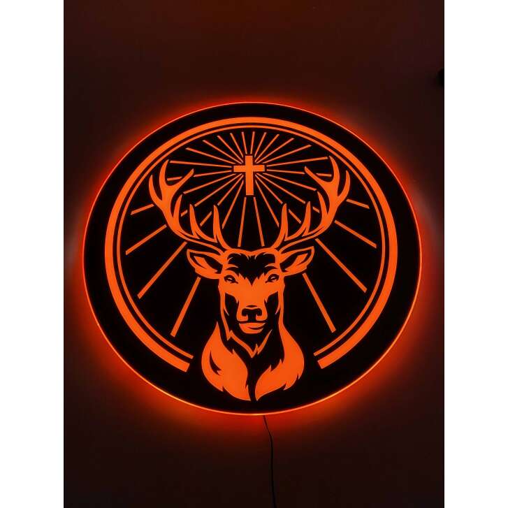 1x Jägermeister liqueur advertising sign LED round deer